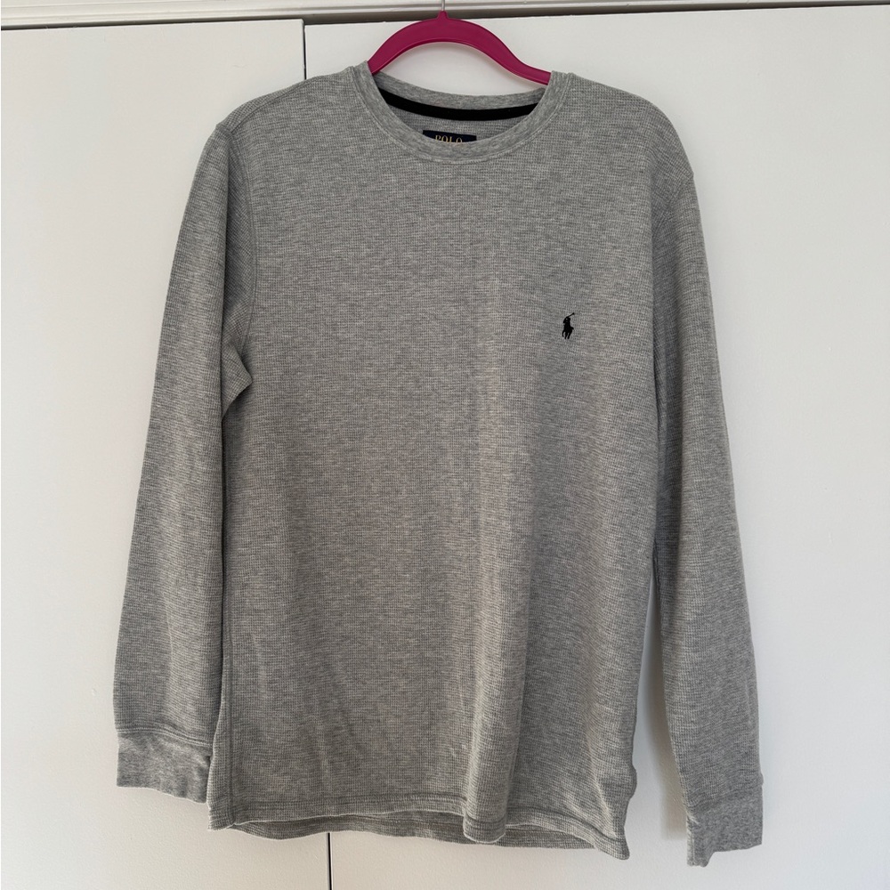 Polo Ralph Lauren L Gray Waffle Knit Thermal Top Sleepwear Loungewear